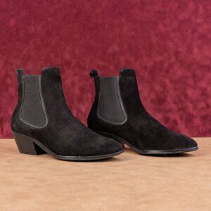 Thursday Boot Women Duchess Distressed Black Suede Western Chelsea Boots sz 9.5